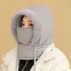 Chapéu Masculino de Inverno para Ciclismo Máscara Fria Cachecol de Pescoço Quente de Inverno Chapéu Pulôver Chapéu Espesso à Prova de Vento com Forro de Lã Proteção de Orelha para Mulheres