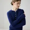 Suéter de Cachemira 2026 Otoño/Invierno Nuevo para Mujer de Manga Larga Botonado Camisa Base Suéter Jersey Elegante Holgado Adelgazante