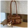 Bolso Boston vintage de alta gama para debajo del brazo para mujer, nuevo y moderno bolso de bolos de doble bolsillo, bolso de hombro y de mano