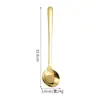 Acero Inoxidable 304 Plana Fondo Redondo Cuchara Hogar Mango Largo Cuchara para Sopa Cuchara Dorada Popular Cuchara para Postre Vajilla de Grado Alimenticio