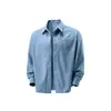 Camisa de Manga Larga de Marca Americana de Moda Casual Holgada Estilo Primavera/Otoño para Hombre Textura Versátil Japonesa Color Sólido Camisa con Cuello