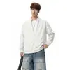 Sudadera con capucha de estilo americano, dos piezas falsas, retazos, cuello en V, talla grande para hombre, diseño moderno, top casual perezoso para pareja, ropa de abrigo