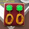 Pendientes vintage de plata con forma irregular, esmaltados en color piedra preciosa y exquisitos, con pasador metálico para mujer