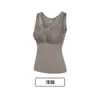 Camisola de Seda com Renda para Outono e Inverno para Mulheres, Top Base de Algodão Escovado com Bojos, Top Body sem Mangas