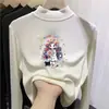 Camisa Base Feminina de Veludo Manga Longa Outono e Inverno Nova Infantil Meia-Gola Quente e Estilosa Camiseta Interna Dupla Face