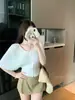 Blusa de Tricô com Botões Canelada para Afinar a Cintura e Mangas Morcego para Mulheres, Nova Moda Coreana de Verão 2026 Design de Nicho