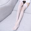 Medias Transparentes con Punta de Encaje, Medias Sexys Finas y Transpirables de Encaje hasta el Muslo, Medias Blancas de Seda Pura Deseo por Encima de la Rodilla