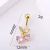 Anel de Umbigo de Aço Inoxidável com Zircônia Inlaid Coração Borboleta Suprimento Transfronteiriço da Amazon Europeia e Americana Joias de Body Piercing