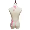 Lencería Sexy Pijama Enterizo Bikini Traje de Baño Traje de Baño Tul Copo de Nieve Malla Transparente Tubo Conjunto
