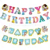 Decoração de Aniversário de Princesa para Crianças Bandeira de Desenho Homem-Aranha Minnie Stitch Faixa de Bandeirinhas de Papel