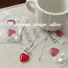 Joia Doce e Elegante Estilo Ins Coreano Prata Esterlina S925 Super Bonito Coração Vermelho Colar Longo Ajustável para o Verão