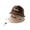 Chapéu de pescador para bebê de 2 anos, design fofo de cachorrinho bordado, chapéu bucket para bebês e crianças pequenas, estilo Maillard, chapéu de veludo para criança pequena, transfronteiriço