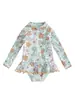 1-2A 2-3A 3-4A 4-5A 5-6A vestido infantil conservador de peça única com zíper e mangas