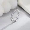 Anillo Coreano y Japonés con Forma de Corazón Hueco, Anillo Abierto de Lujo Ligero Incrustado con Diamantes, Diseño de Nicho de Moda para Mujeres, Anillo para Dedo Índice