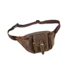 Bolsa de Cintura Masculina Retro de Couro Genuíno Grande Capacidade Multifuncional Bolsa Transversal Esportes ao Ar Livre Casual Bolsa de Peito Bolsa de Ferramentas para Pendurar na Cintura