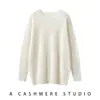2025 Nuevo Otoño e Invierno 100% Cachemira Pura Tejidos de Punto para Mujer Cuello Redondo Tejido de Punto Holgado Top de Cachemira Ropa Interior