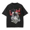 Camiseta Moderna para Hombre con Estampado de Anime, Algodón Puro, Transpirable, Corte Ajustado, Verano Juvenil Casual de Manga Corta