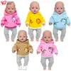 Roupas Novas para Bonecas Transfronteiriças Roupas para Bonecas American Girl de 18 polegadas Moletom Cartoon Infantil para Bonecas Venda por Atacado