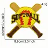 Parche Bordado de Dibujos Animados Amarillo Béisbol Termoadhesivo Parche Bordado con Borde Dorado para Ropa Accesorios Serie Deportiva
