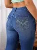 Jeans lisos de estilo retro clásico, jeans pitillo elásticos para mujer, jeans cropped de alta elasticidad