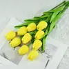Arranjo de Flores de Tulipa Artificial de Alto Padrão Hidratante para Decoração de Mesa de Sala de Estar e Buquê para Fotos