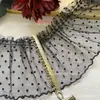 Accesorios de Malla Plisada con Lunares de Terciopelo Negro y Encaje para Vestidos, Accesorios para el Cabello, Decoración de Faldas Lolita
