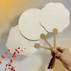 Abanicos Redondos de Papel de Cáñamo Lisos al por Mayor, Doble Cara Engrosada Pintados a Mano Pintura Tradicional China Creación DIY Caligrafía Abanicos de Estilo Antiguo, Abanicos Redondos de Caligrafía y Pintura