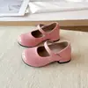 Zapatos Mary Jane dulces para niñas, nuevo estilo primavera y otoño 2026, zapatos de piel charol para niñas con tacón grueso, estilo universitario, zapatos de piel con hebilla