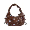 Bolso de Mano de Moda para Mujer con Pliegues Estilo Coreano, Nuevo Bolso de Hombro con Estampado Floral, Bolso de Hombro Cruzado de Lunares de Moda para Mujer