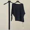Suéter Tejido Off-Shoulder Estilo Minimalista Fone para Mujer, Suave y Amigable con la Piel de Primavera, Suelto con Mangas Murciélago 59501