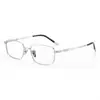 Gafas Frescas y Elegantes con Montura Plateada para Hombre, Montura de Gafas de Titanio Puro de Gama Alta con Media Montura 26060, Montura de Gafas de Titanio Completo Ultra-Ligero 9g Estilo Browline