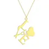 Collar de acero inoxidable con colgante de amor simple transfronterizo, collar geométrico brillante hueco de personalidad moderno para mujer, joyería