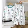 Conjunto de Pijama de Lyocell para Niños Verano Delgado Manga Corta/Tres Cuartos Niños y Niñas Ropa para Aire Acondicionado Encaje Clase A Ropa para el Hogar