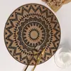 Prato de Jantar Boêmio Estilo Ins Redondo Grande Jogo Americano de Juta Borda com Franjas Estampado Adereços para Fotos Armazenamento Doméstico
