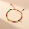 Festival do Meio Outono Boa Sorte Corda Colorida Pulseira de Cabeça de Tigre Pequena Feita à Mão Pulseira Pingente de Borla de Cabeça de Tigre Trançada Fofa Joias Pulseira Atacado