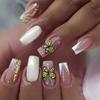 Uñas Acrílicas Francesas Aurora Doradas de Longitud Media Mariposa Uña Postiza Estilo ins Europeo y Americano Sweet Spice Girl Wear Armor