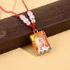 Novo Pingente de Buda Thangka Colar de Vidro Amuleto com Textos Budistas, Joia Retrô Estilo Étnico, Direto da Fábrica