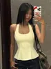 Top Cropped Sexy de Gola Halter Estilo Pure Desire para Mulheres 2025 Novo Slim Fit com Amarração nas Costas Atacado