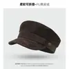 Chapéu Octogonal Retro de Aba Macia para Outono e Inverno, Boina de Couro Estilo Nautica, Chapéu Newsboy de Camurça de Alta Qualidade com Topo Plano