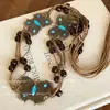 Cinturón Retro para Mujer, Estilo Étnico, Lujo Ligero, Estilo Bohemio de Alta Gama, Cadena de Cintura Tejida a Mano, Accesorios de Corbata, Cinturón