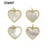 JP322 atmósfera dulce diseño de corazón de oro incrustado colgante de concha para niña accesorios de collar o pulsera DIY