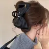 Pinza para el Cabello Grande de Lazo de Satén de Gama Alta para Mujer, Exquisita Pinza Plegada para la Parte Trasera de la Cabeza, Pinza de Tiburón