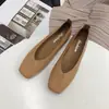 Zapatos de una sola capa talla grande para mujer Verano 2023 nuevo estilo coreano punta cuadrada planos cuero suave Tods de corte bajo cómodos zapatos de trabajo para mujer