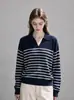 Polo de Punto con Bloques de Color y Rayas Estilo Retro Francés para Mujer 2026 Nuevo Estilo
