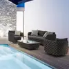Sofá Externo Moderno Simples Combinação Pátio Villa B&B Interno e Externo Móveis de Rattan Combinação de Mesa de Centro de Três Peças