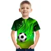 2026 Nueva Camiseta de Manga Corta con Estampado 3D de Patrón de Fútbol Iridiscente Suelta para Hombres y Niños Nueva Moda Camiseta Corta