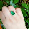 Fábrica atacado de gelo alto 925 banhado a prata verde calcedônia cabaça anel de ágata verde jade jóias anel das mulheres
