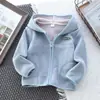Roupas de Outono e Inverno para Crianças Novidade Veludo Austríaco Quente com Capuz Esportivo Solto Moletom para Meninos Tops Cardigan Roupas Infantis