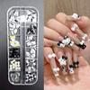 12 Preto e Branco Bonito Dos Desenhos Animados Hello Kitty Nail Art Acessórios Pouco Vermelho Equitação Livro Explosões Internet Celebrante Broca Do Prego