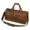 Bolso de mano transfronterizo de cuero vacuno de primera capa para fitness y viajes, bolso de hombro y cruzado de cuero genuino con compartimento para zapatos, bolso de viaje vintage de cuero crazy horse